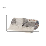 Gray and White Woven Cotton Striped Throw Blanket - Homeroots - Flyclothing LLC