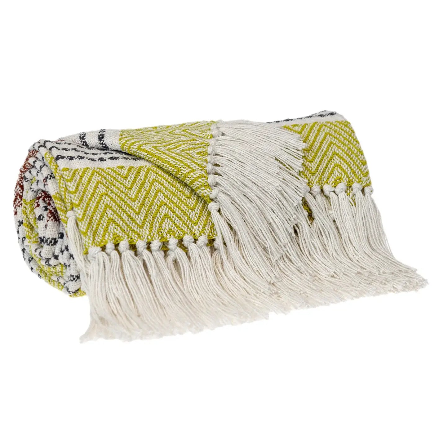 Burnt Orange Woven Cotton Striped Throw Blanket - Homeroots - Flyclothing LLC