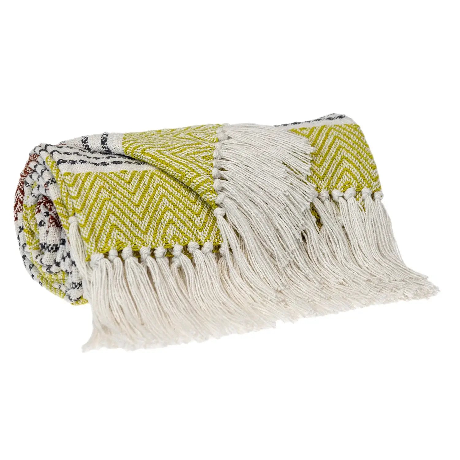 Burnt Orange Woven Cotton Striped Throw Blanket - Homeroots - Flyclothing LLC
