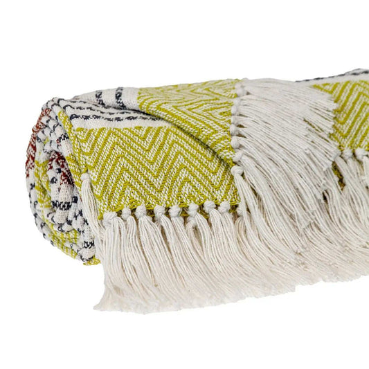 Burnt Orange Woven Cotton Striped Throw Blanket - Homeroots - Flyclothing LLC