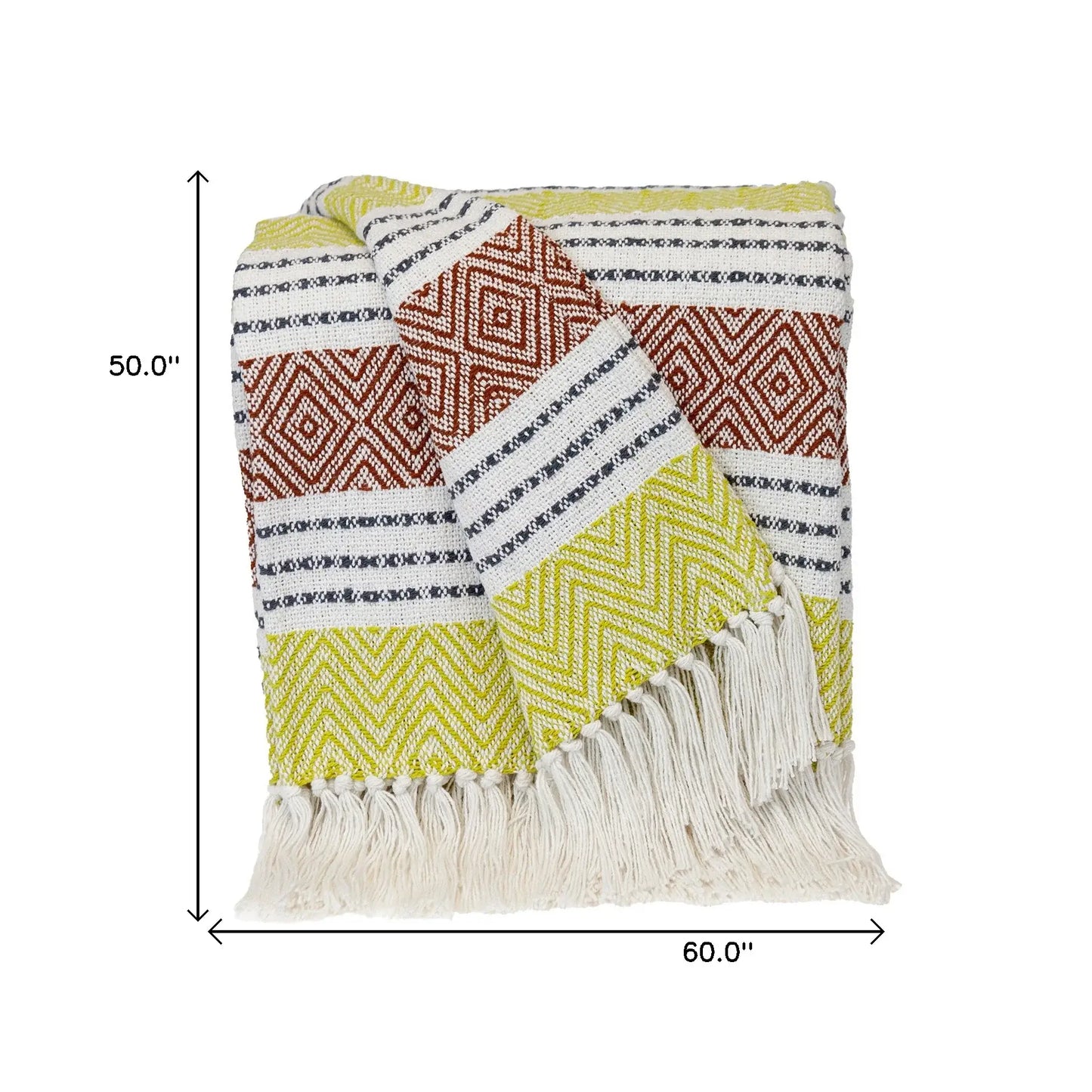 Burnt Orange Woven Cotton Striped Throw Blanket - Homeroots - Flyclothing LLC