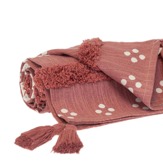 Pink Woven Cotton Striped Throw Blanket - Homeroots - Flyclothing LLC