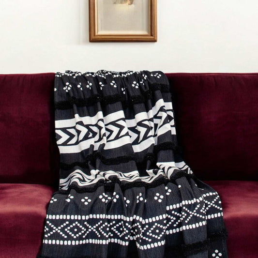 Blue and White Woven Cotton Striped Throw Blanket - Homeroots - Flyclothing LLC