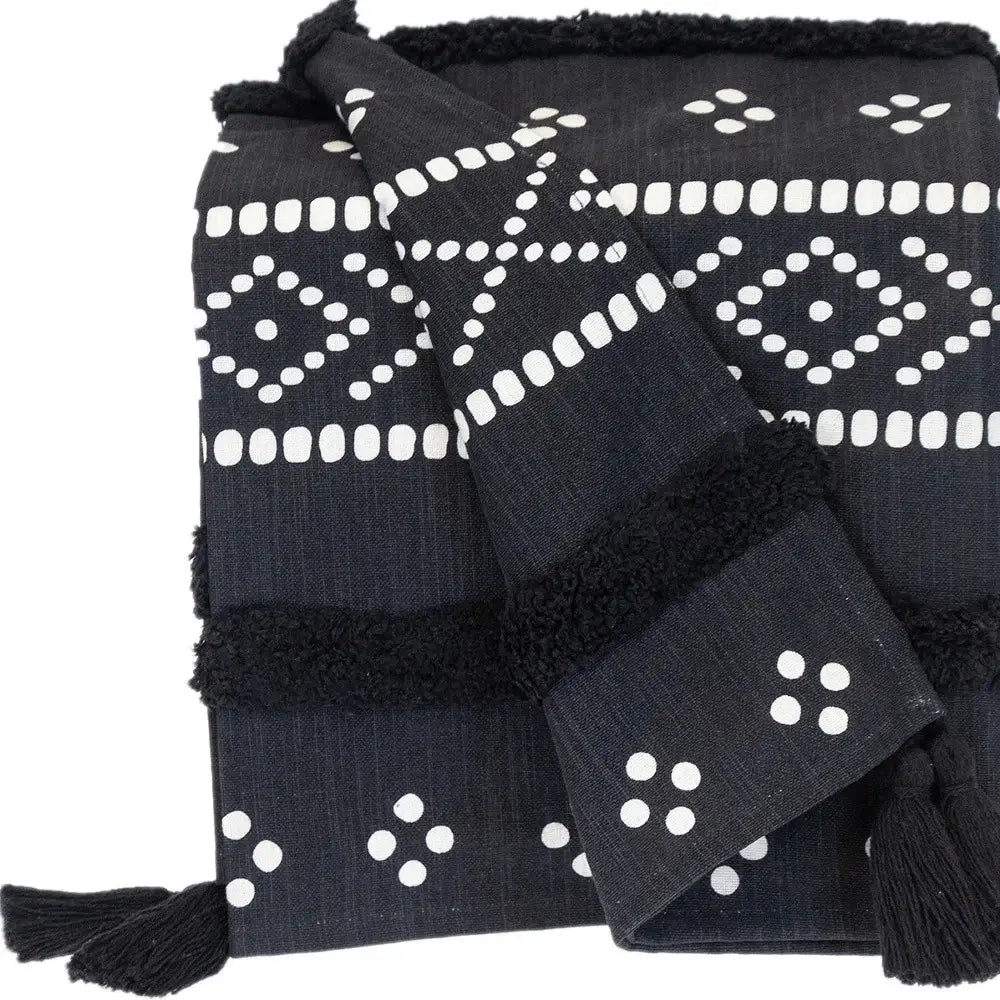 Blue and White Woven Cotton Striped Throw Blanket - Homeroots - Flyclothing LLC