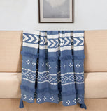 Blue Woven Cotton Striped Throw Blanket - Homeroots