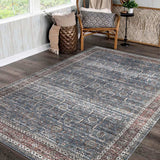 5' X 8' Blue Oriental Distressed Stain Resistant Area Rug - Homeroots - Flyclothing LLC
