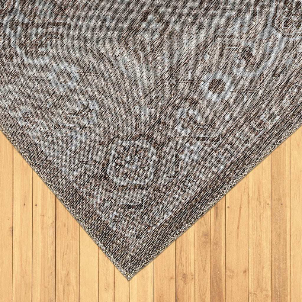 5' X 8' Beige Oriental Power Loom Distressed Stain Resistant Area Rug - Homeroots - Flyclothing LLC