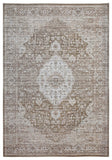 8' X 11' Beige Oriental Power Loom Distressed Stain Resistant Area Rug