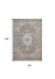 8' X 11' Beige Oriental Power Loom Distressed Stain Resistant Area Rug - Homeroots