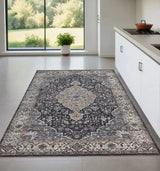 4' X 6' Black Oriental Power Loom Stain Resistant Area Rug - Homeroots - Flyclothing LLC