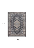 4' X 6' Black Oriental Power Loom Stain Resistant Area Rug