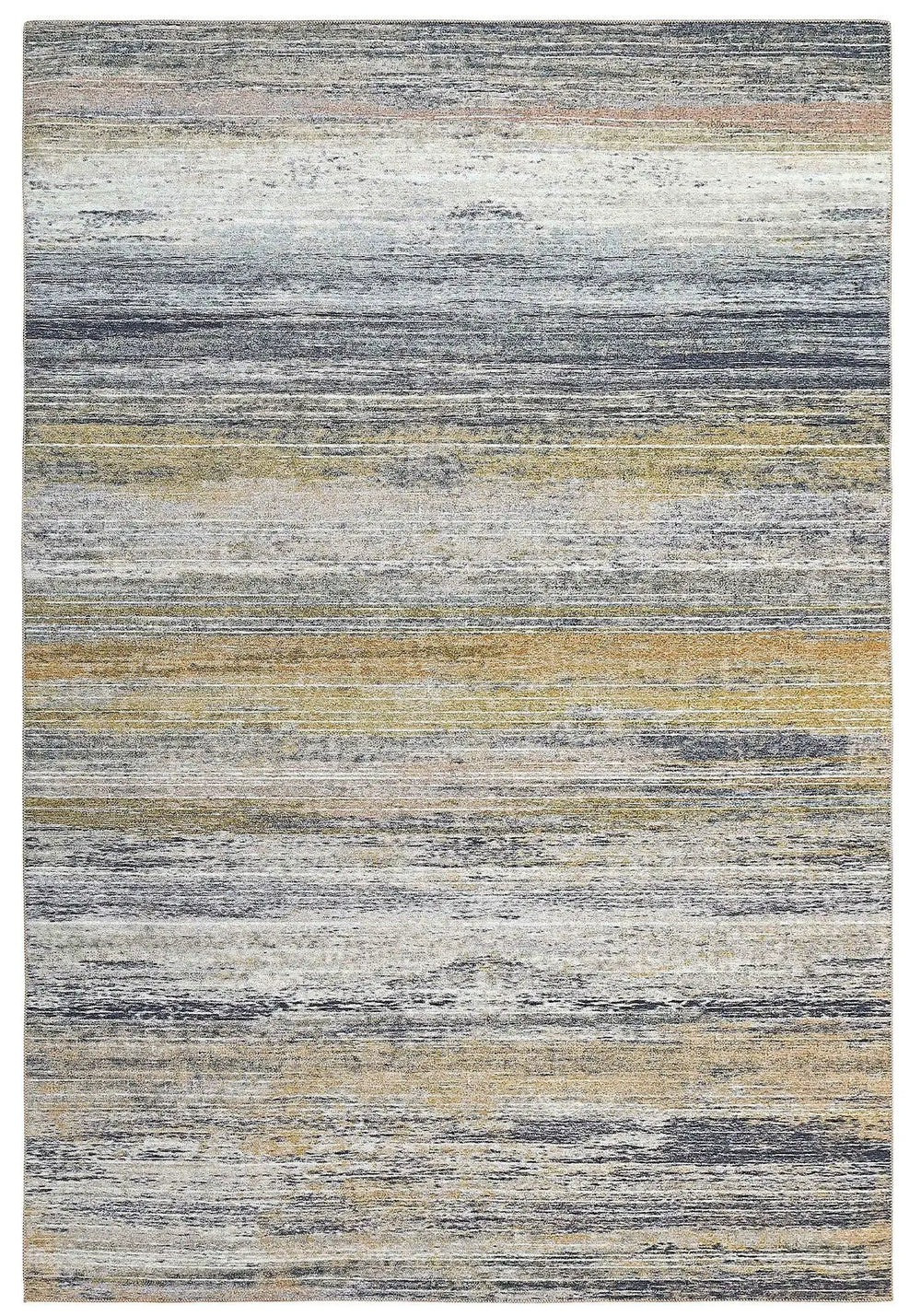 4' X 6' Blue Ivory and Gold Abstract Power Loom Area Rug - Homeroots