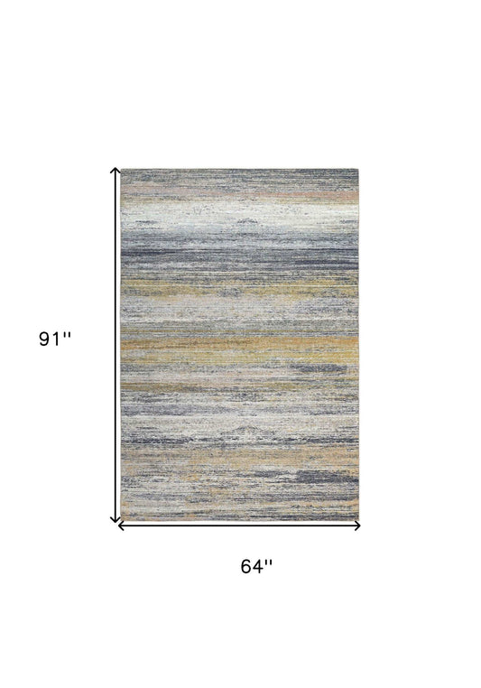 5' X 8' Gold Abstract Stain Resistant Area Rug - Homeroots - Flyclothing LLC