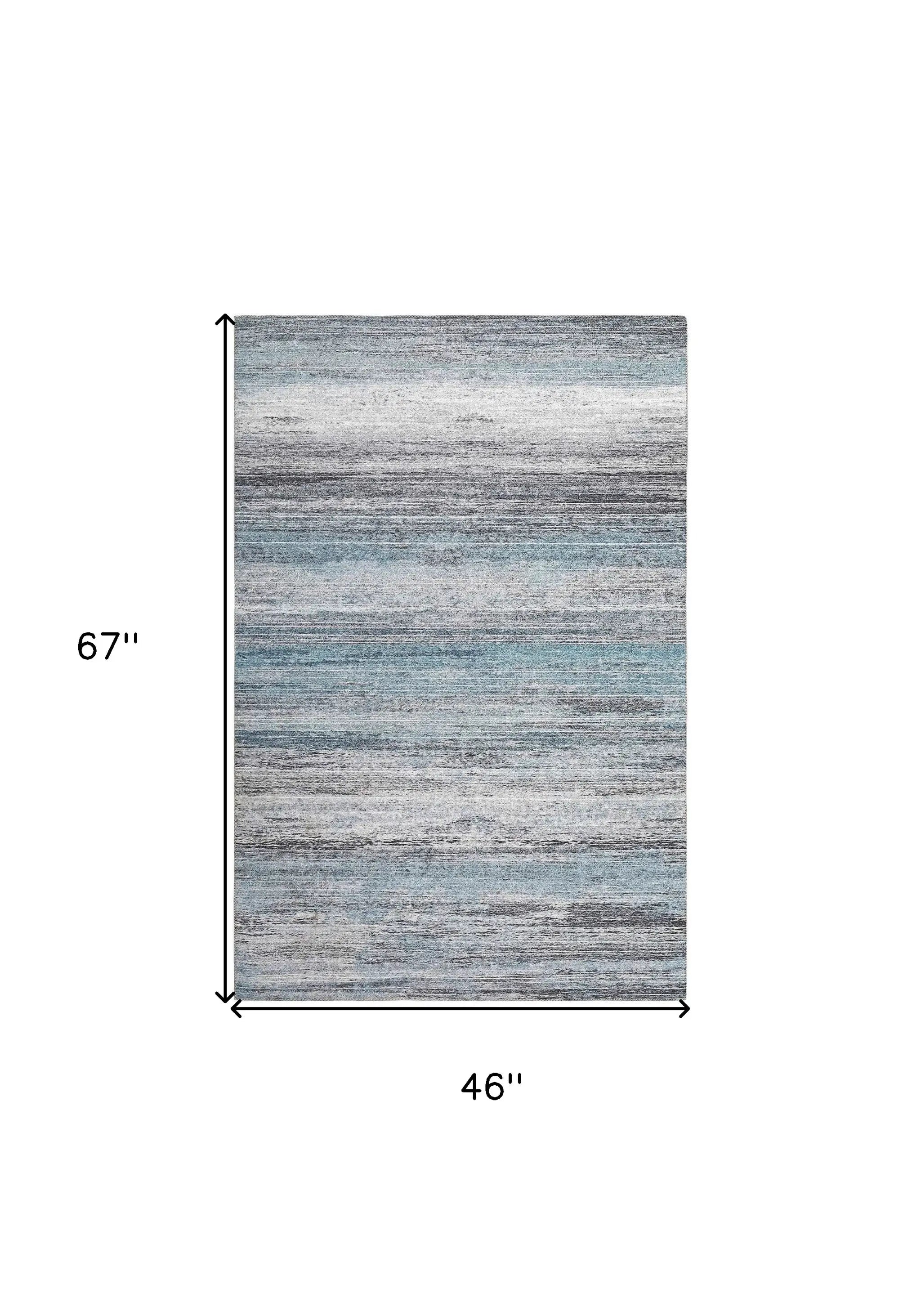 4' X 6' Turquoise and Gray Abstract Stain Resistant Area Rug - Homeroots - Flyclothing LLC