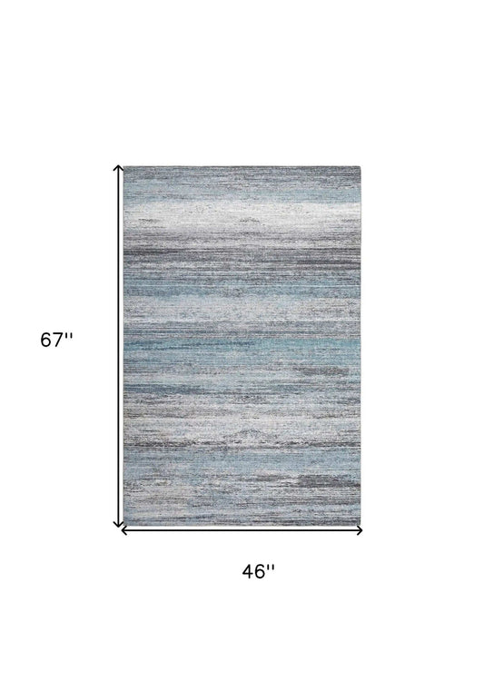 4' X 6' Turquoise and Gray Abstract Stain Resistant Area Rug - Homeroots - Flyclothing LLC