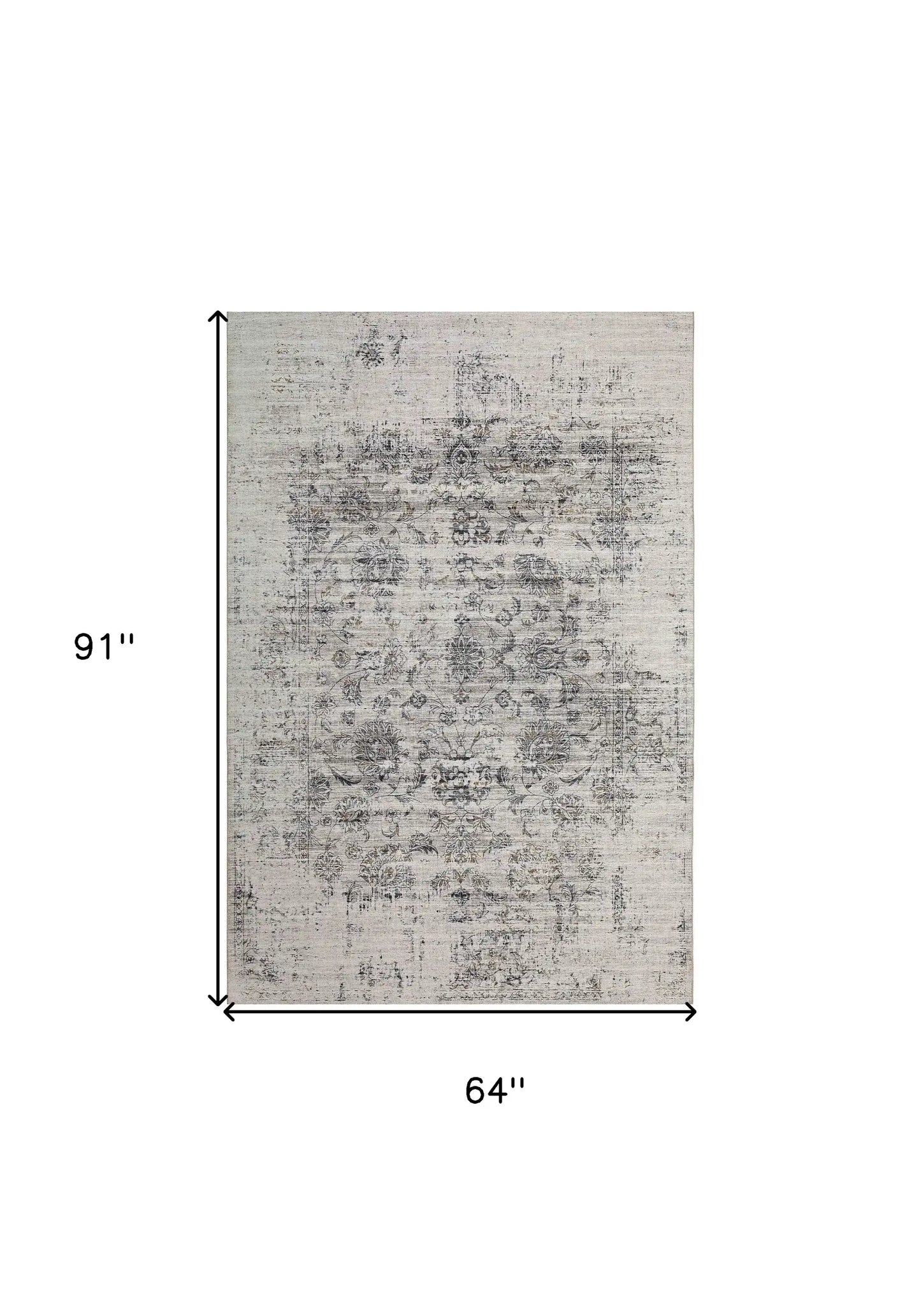 5' X 8' Beige Oriental Distressed Stain Resistant Area Rug - Homeroots - Flyclothing LLC