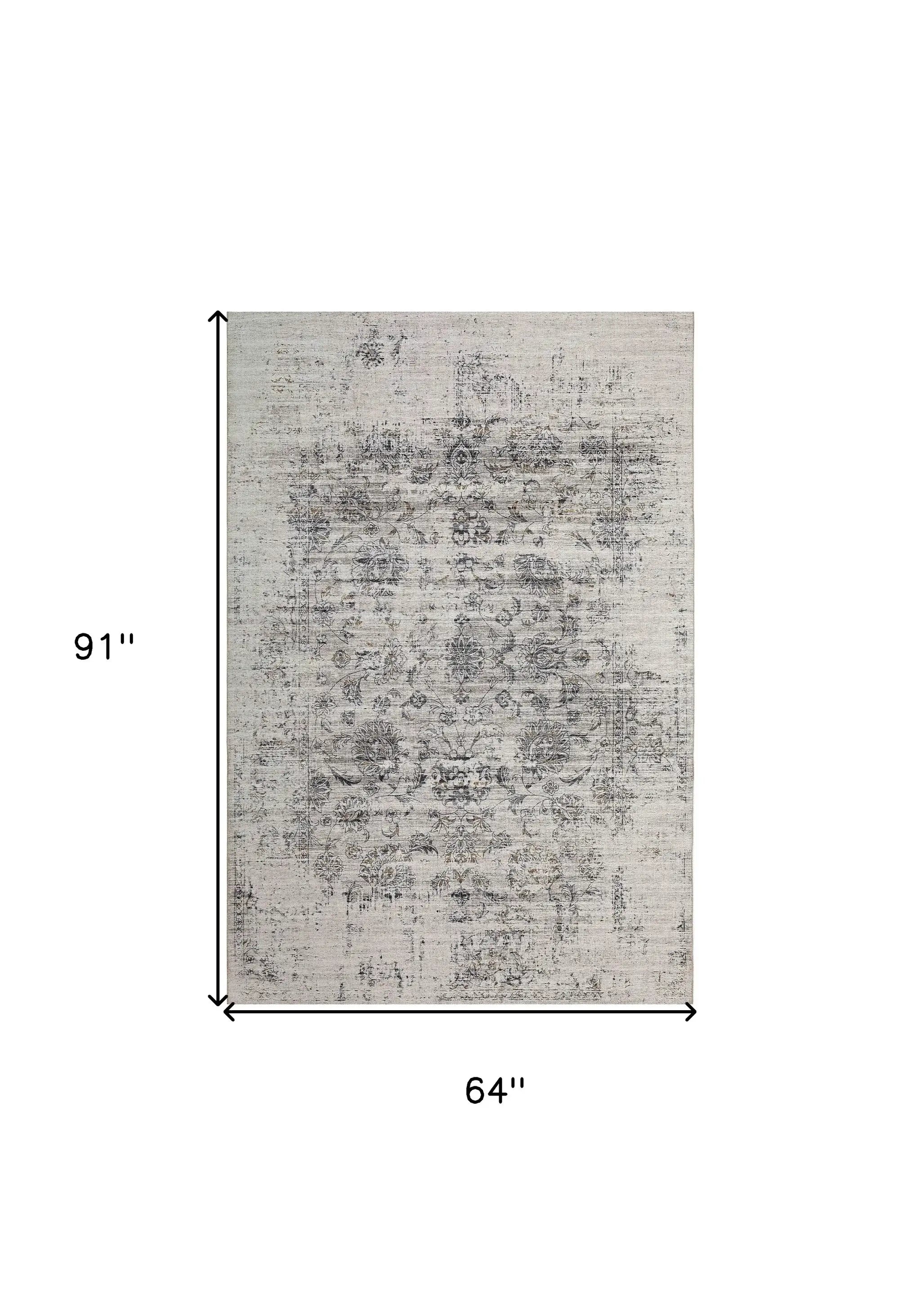 5' X 8' Beige Oriental Distressed Stain Resistant Area Rug - Homeroots - Flyclothing LLC
