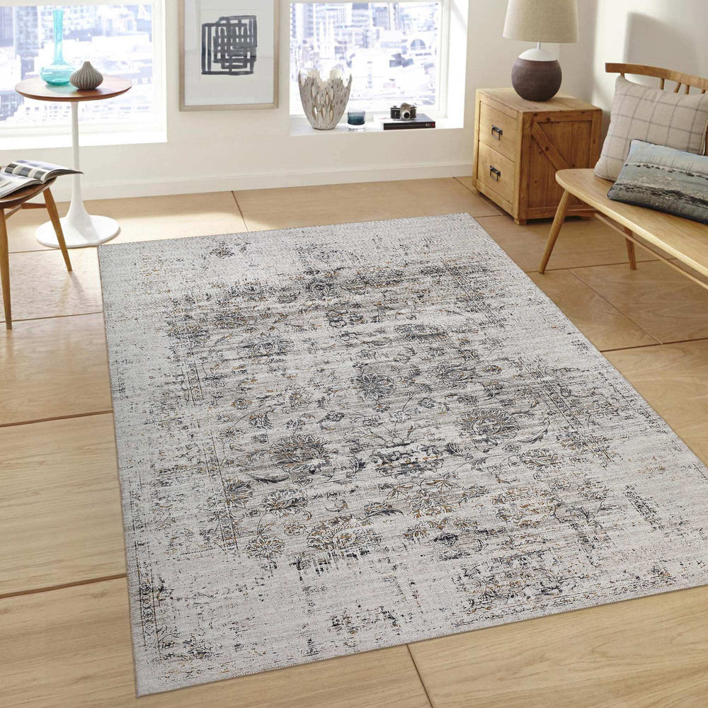 5' X 8' Beige Oriental Distressed Stain Resistant Area Rug - Homeroots - Flyclothing LLC