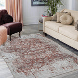 5' X 8' Rust Oriental Distressed Stain Resistant Area Rug - Homeroots - Flyclothing LLC