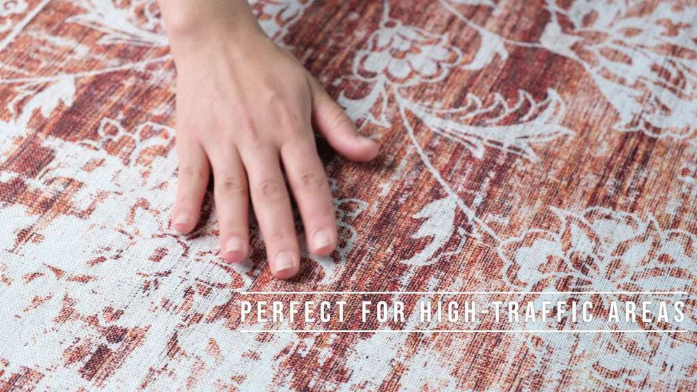 5' X 8' Rust Oriental Distressed Stain Resistant Area Rug - Homeroots - Flyclothing LLC