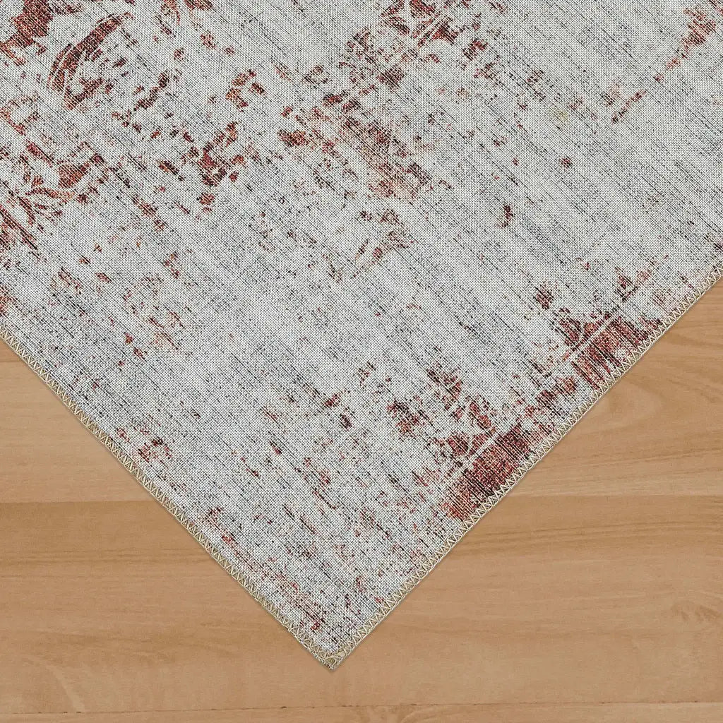5' X 8' Rust Oriental Distressed Stain Resistant Area Rug - Homeroots - Flyclothing LLC