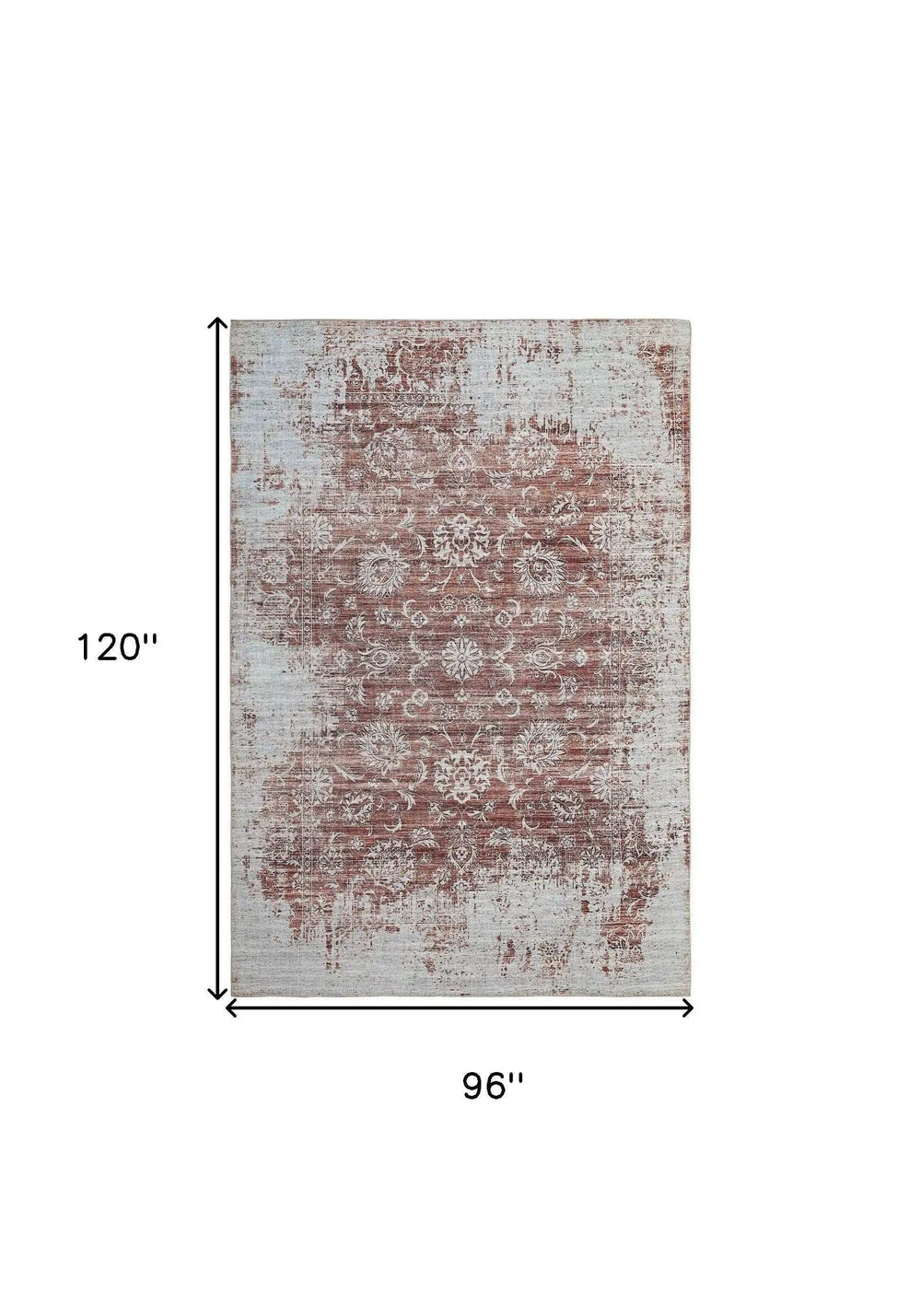 8' X 10' Rust Oriental Distressed Stain Resistant Area Rug - Homeroots - Flyclothing LLC