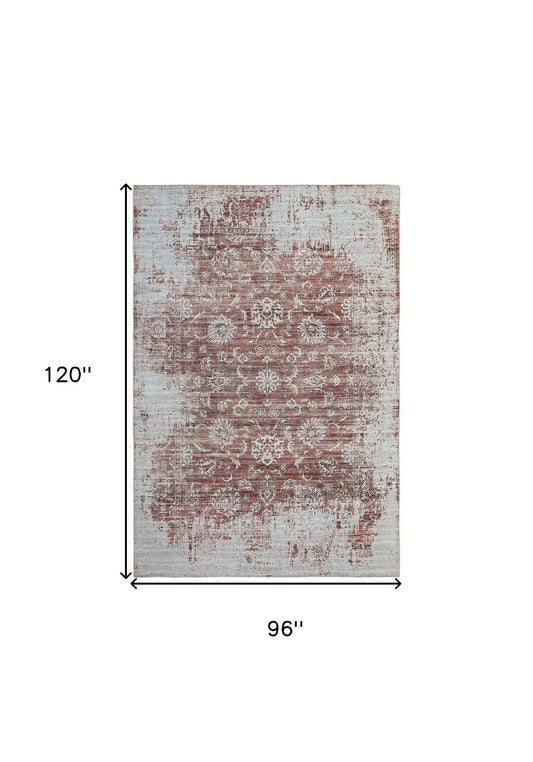 8' X 10' Rust Oriental Distressed Stain Resistant Area Rug - Homeroots - Flyclothing LLC
