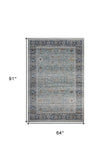 5' X 8' Sage Oriental Power Loom Stain Resistant Area Rug - Homeroots - Flyclothing LLC