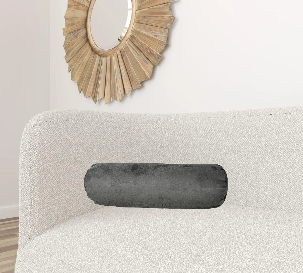 8" X 20" Gray Bolster Zippered Microsuede Solid Color Bolster Pillow - Homeroots - Flyclothing LLC