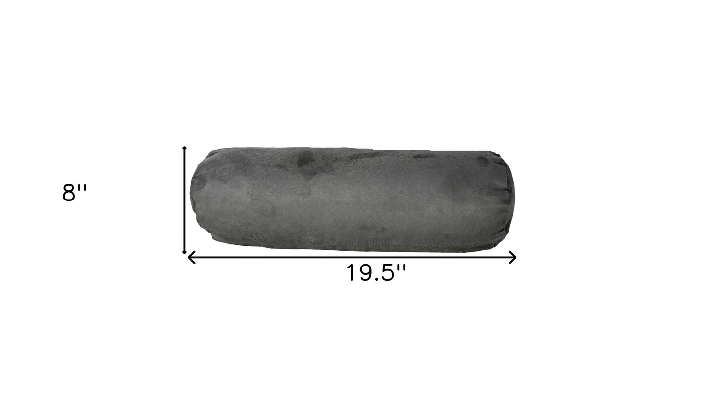 8" X 20" Gray Bolster Zippered Microsuede Solid Color Bolster Pillow - Homeroots - Flyclothing LLC