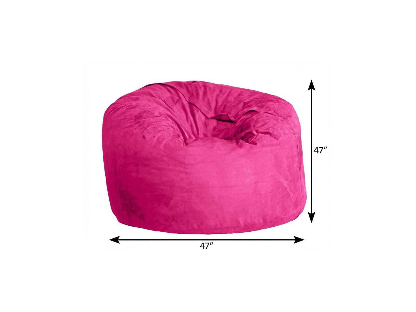 47" Pink Microsuede Classic Bean Bag - HomeRoots - Flyclothing LLC