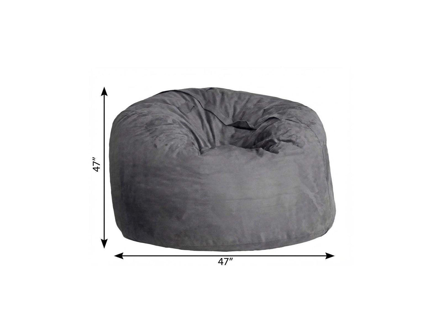 47" Charcoal Microsuede Classic Bean Bag - HomeRoots - Flyclothing LLC
