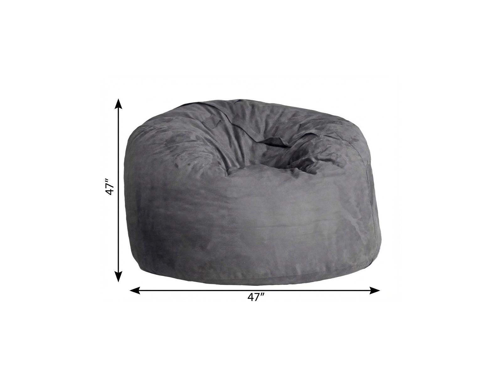 47" Charcoal Microsuede Classic Bean Bag - HomeRoots - Flyclothing LLC