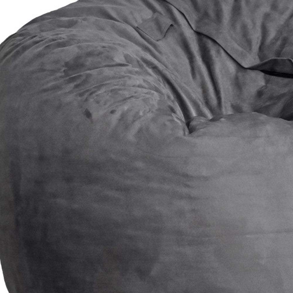 47" Charcoal Microsuede Classic Bean Bag - HomeRoots - Flyclothing LLC