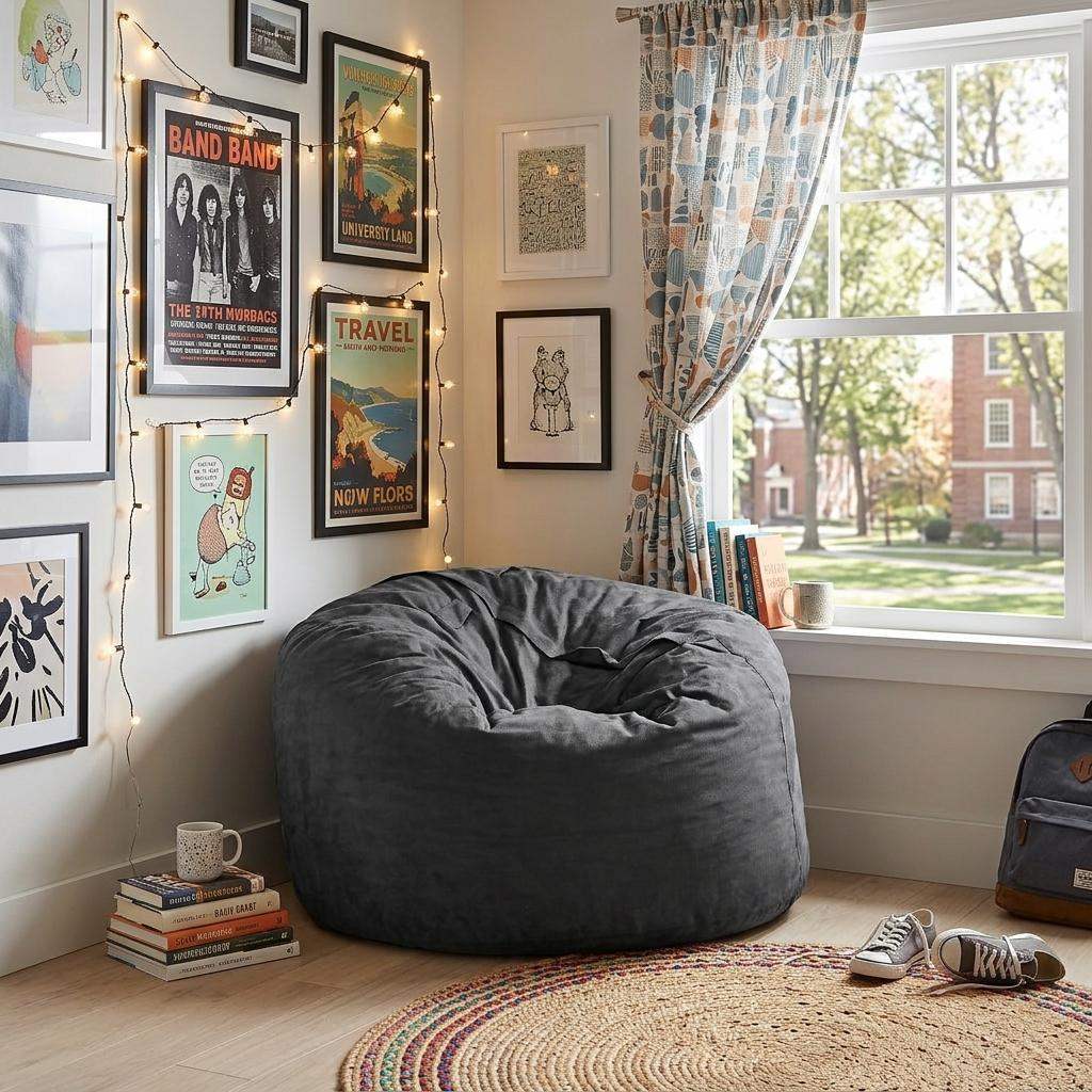 47" Charcoal Microsuede Classic Bean Bag - HomeRoots - Flyclothing LLC