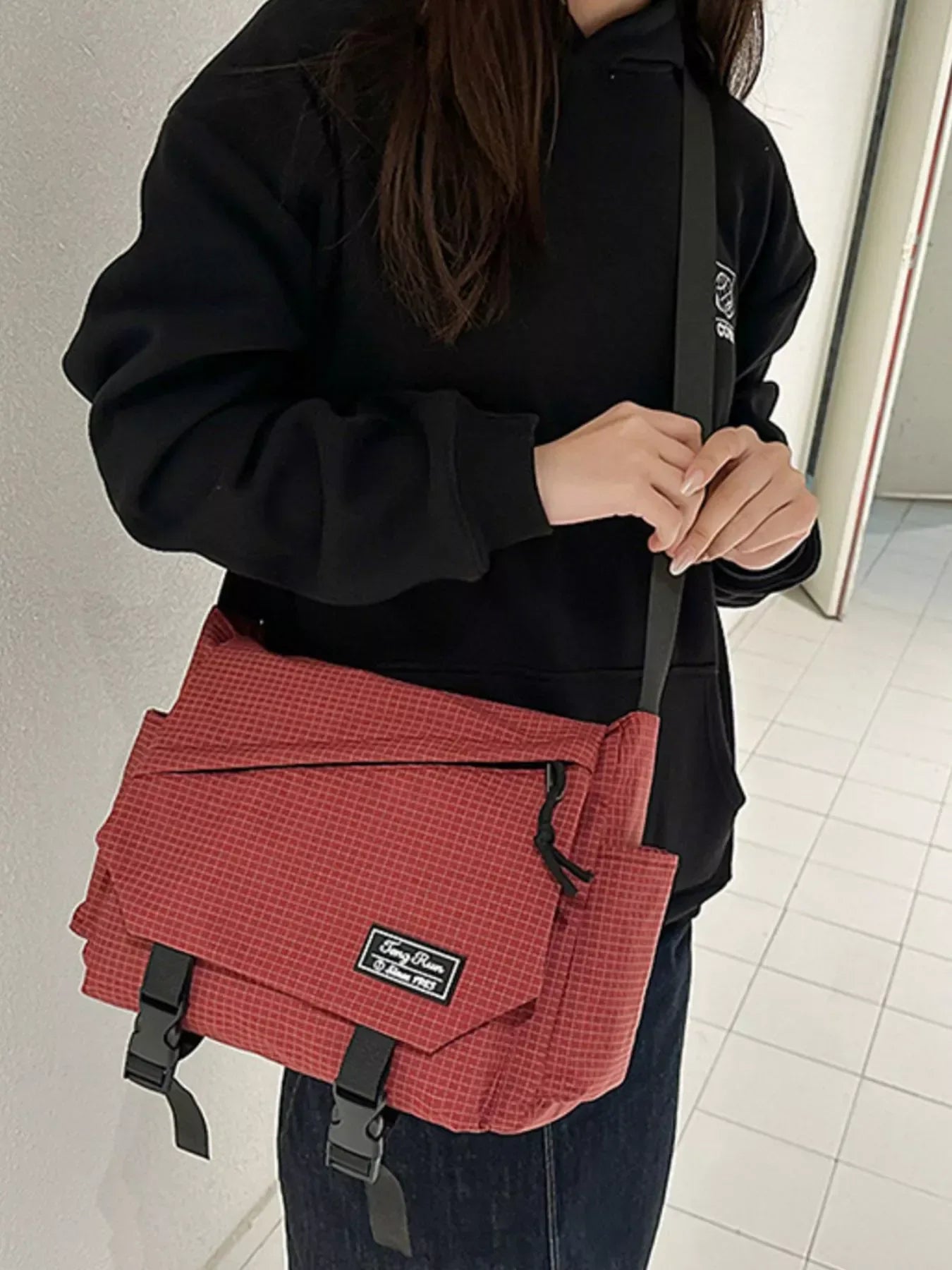 Plaid Buckle Flap Crossbody Bag - Trendsi - Flyclothing LLC