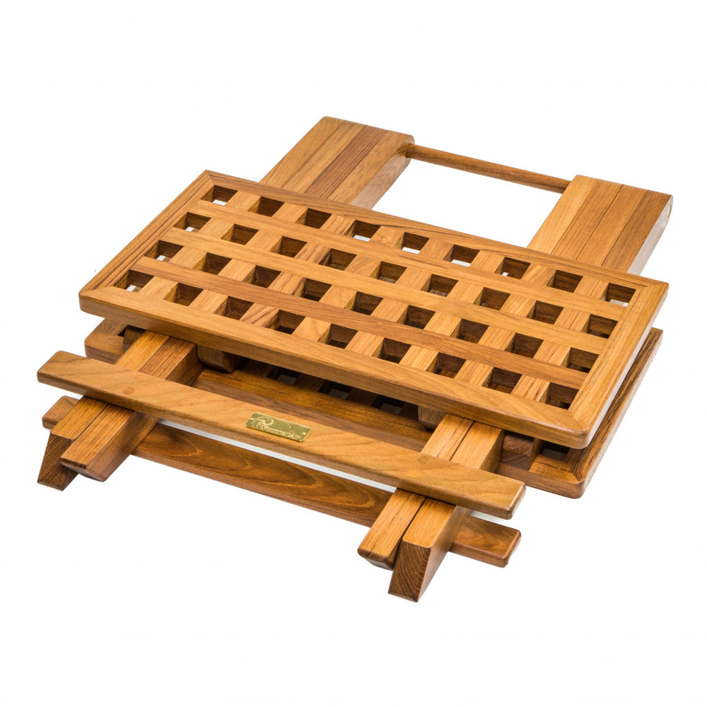 19" Brown Solid Teak Wood Square Indoor Outdoor Folding End Table - Homeroots