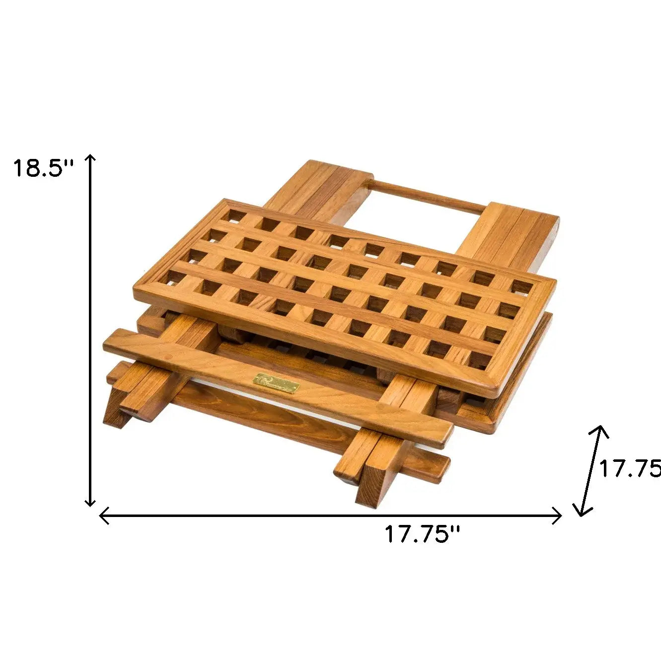 19" Brown Solid Teak Wood Square Indoor Outdoor Folding End Table - Homeroots - Flyclothing LLC