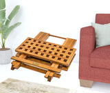 19" Brown Solid Teak Wood Square Indoor Outdoor Folding End Table - Homeroots