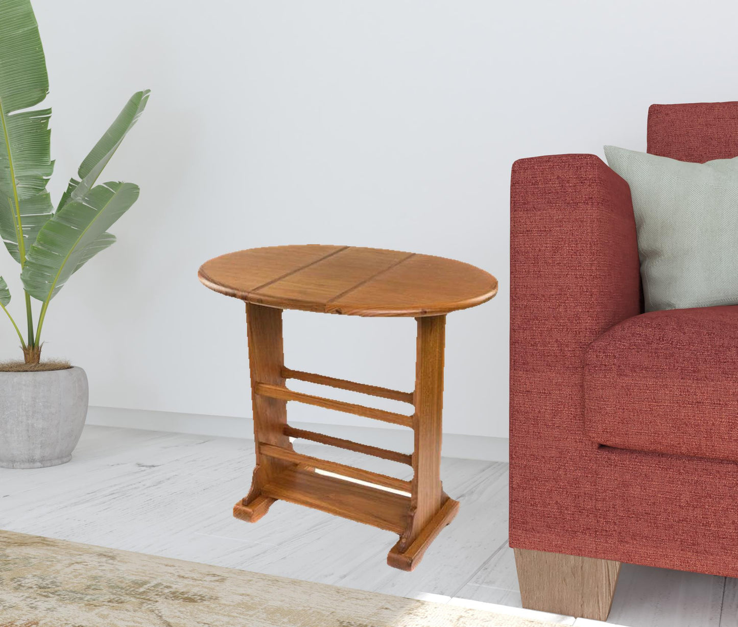 18" Brown Solid Wood Oval End Table - Homeroots - Flyclothing LLC