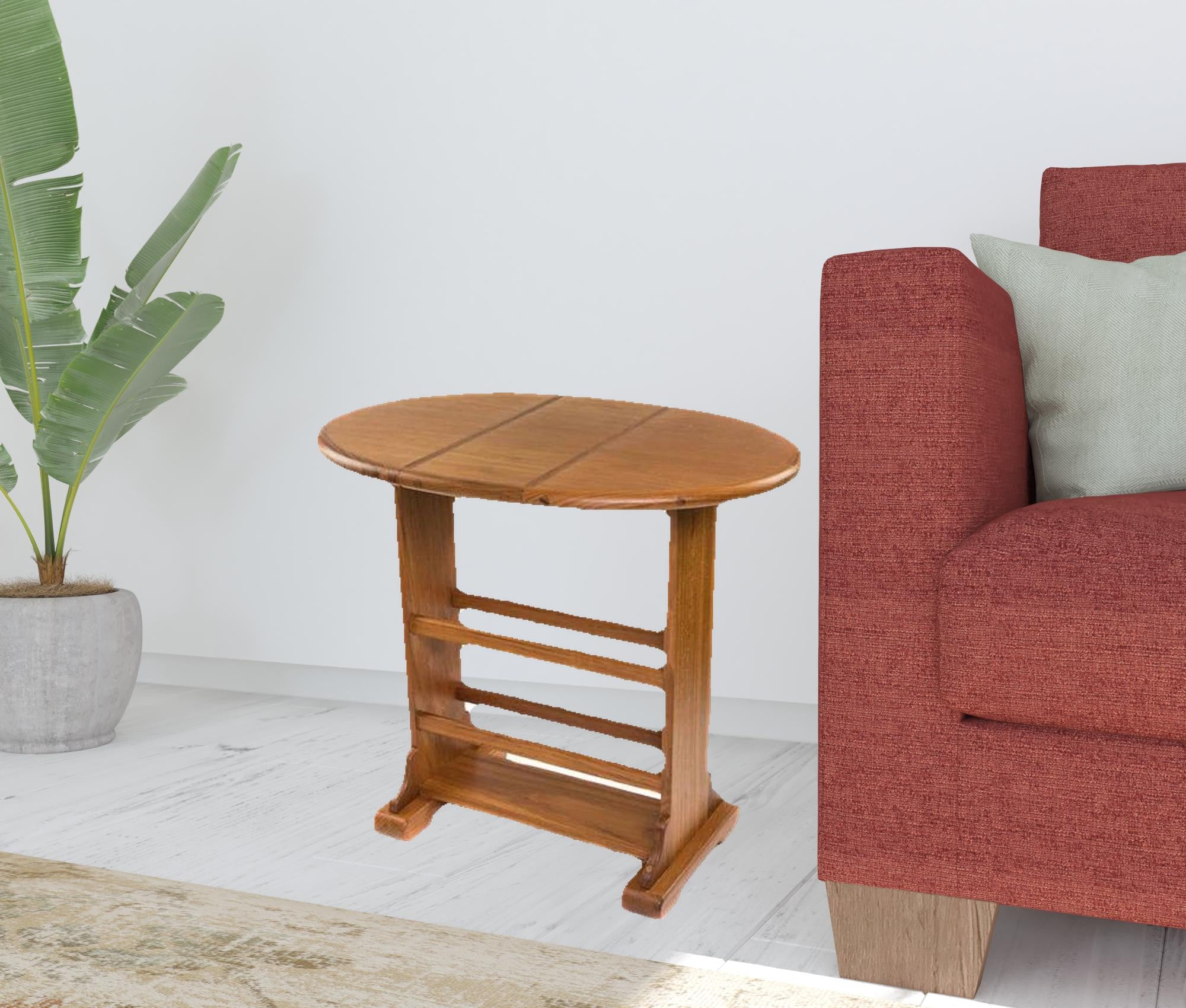 18" Brown Solid Wood Oval End Table - Homeroots - Flyclothing LLC