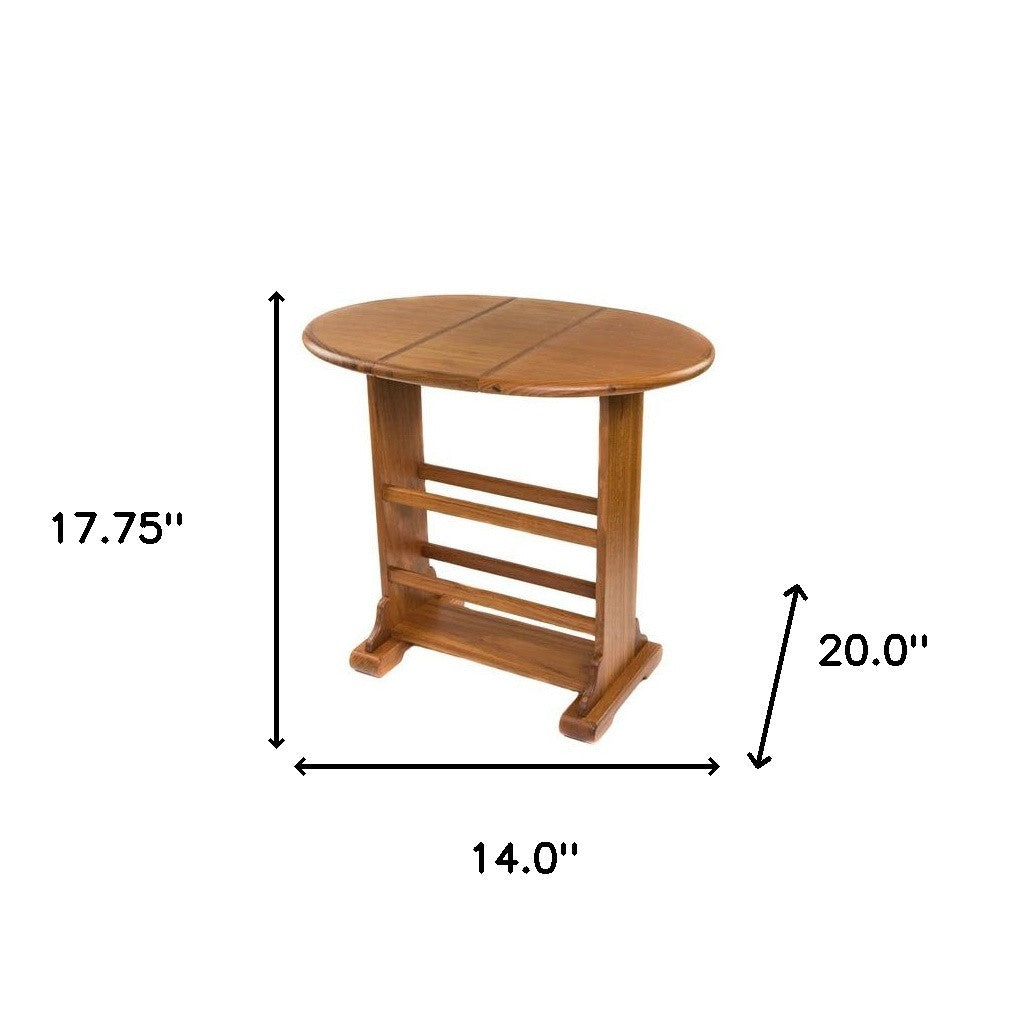 18" Brown Solid Wood Oval End Table - Homeroots - Flyclothing LLC
