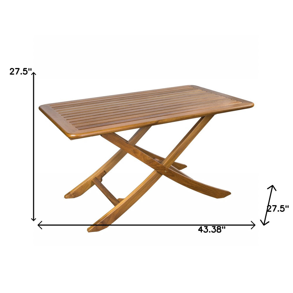 43" Brown Solid Wood Folding Outdoor Picnic Table - Homeroots - Flyclothing LLC