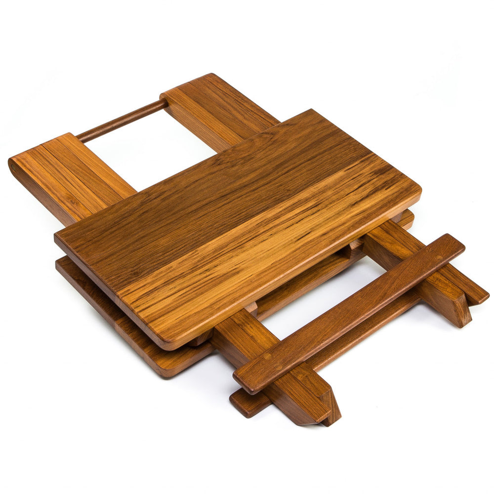 19" Brown Solid Square Teak Folding Indoor Outdoor End Table - Homeroots - Flyclothing LLC