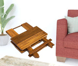 19" Brown Solid  Square Teak Folding Indoor Outdoor End Table - Homeroots