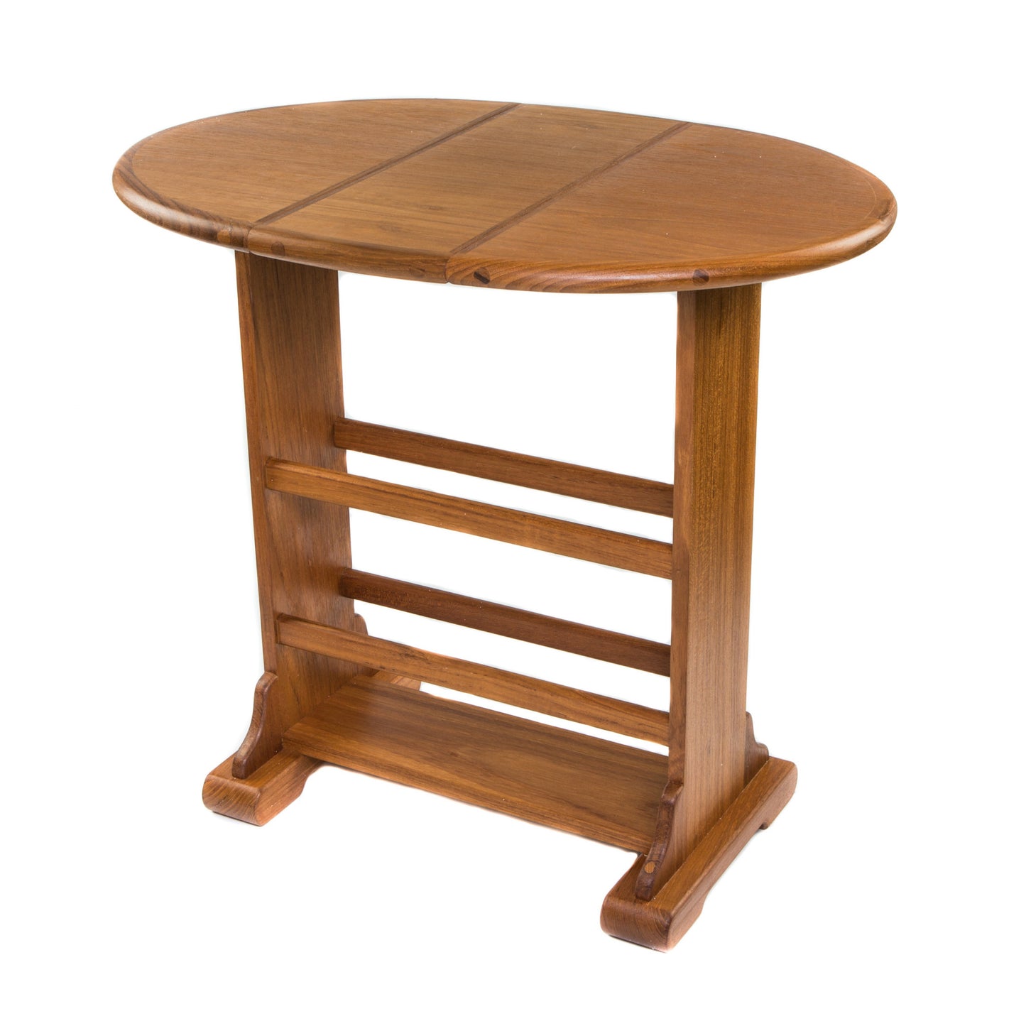21" Brown Solid Wood Oval Drop Leaf End Table - Homeroots - Flyclothing LLC