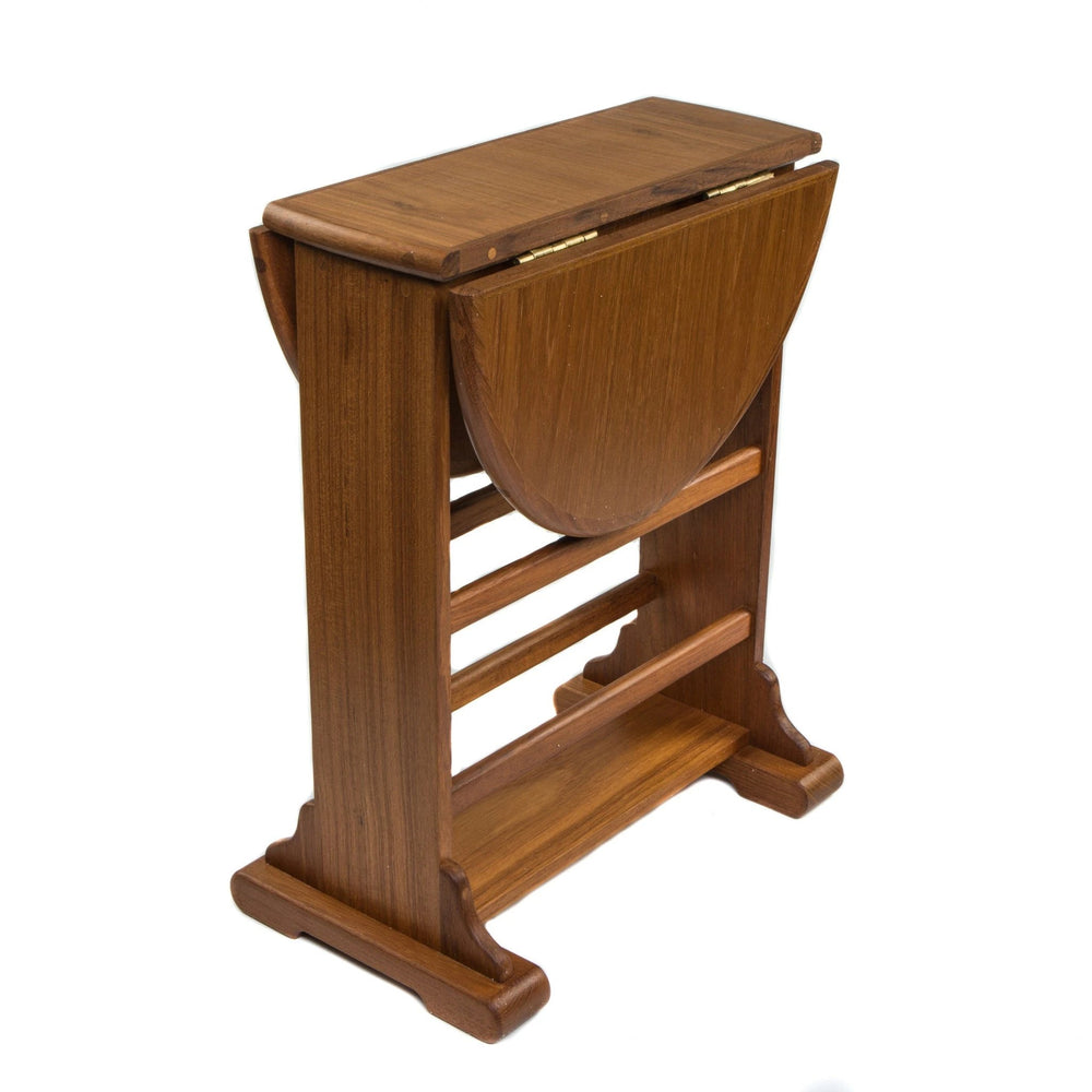 21" Brown Solid Wood Oval Drop Leaf End Table - Homeroots