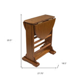 21" Brown Solid Wood Oval Drop Leaf End Table - Homeroots - Flyclothing LLC