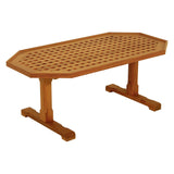 19" Brown Solid Teak Wood Hexagonal Coffee Table - Homeroots