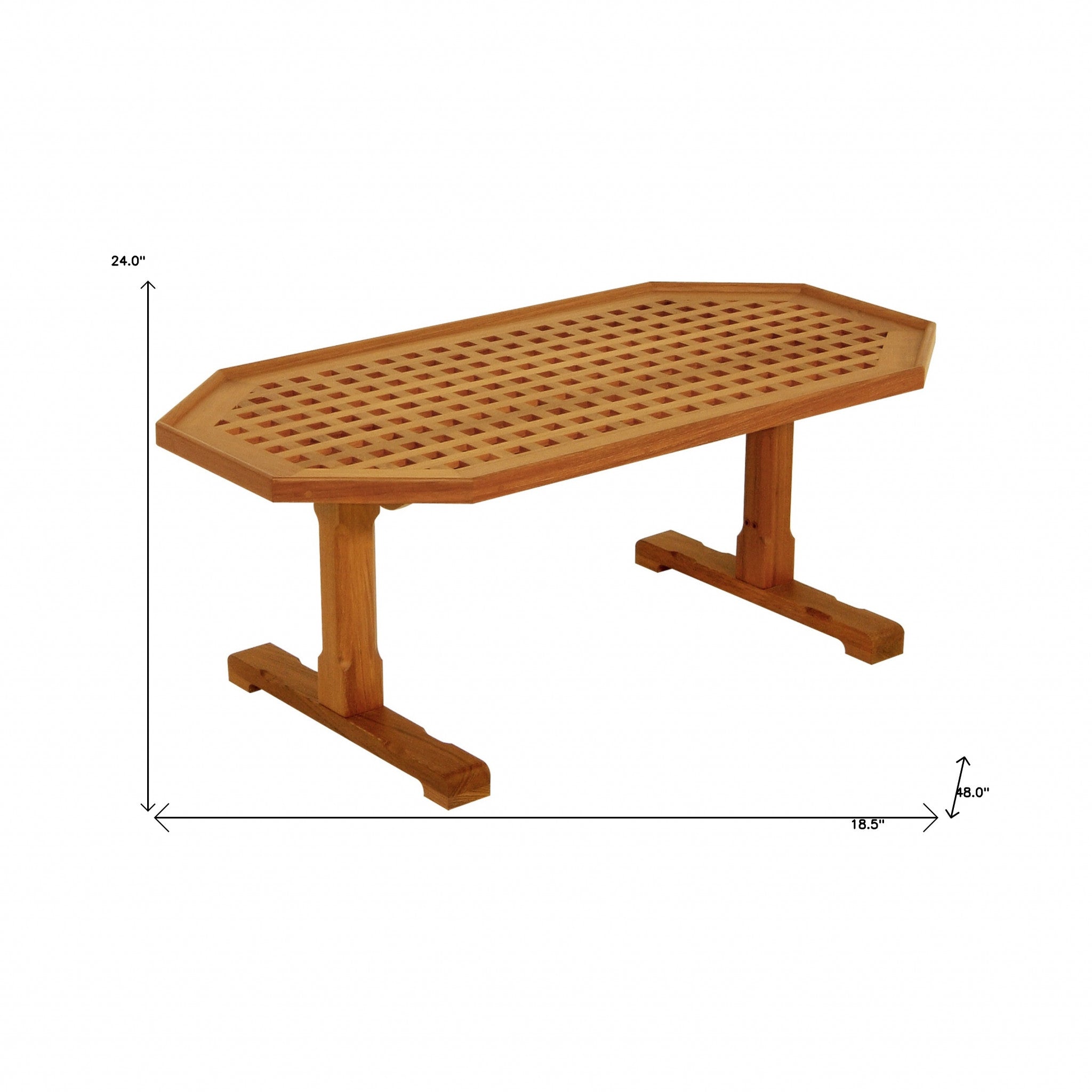 19" Brown Solid Teak Wood Hexagonal Coffee Table - Homeroots - Flyclothing LLC